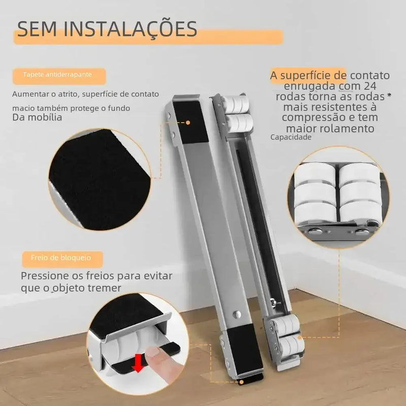 Suporte com Rodinhas - Para Geladeira - Fogão - Máquina de Lavar - Base até 200kg